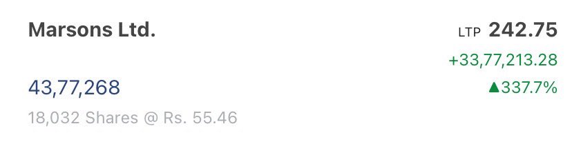 Prince_0851's tweet image. Although #ITDC will be a 20K Cr MCap Co next year this day still it doesn’t fulfil my TnC so it is out from my Satellite as well as LT portfolio 😰. 

I bet for a minimum of 10X in a year &amp;amp; #Marson might be more than 10X in less than a year for me 😎