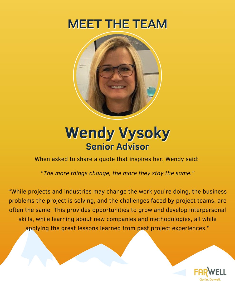Our team members are the heart of FarWell. Their passion and dedication drive our success, and each one of them plays a pivotal role in making things happen. This week, get to know more about Wendy Vysoky! 

Wendy’s Profile: loom.ly/tc7PSm0 

#GoFarDoWell #MeetTheTeam