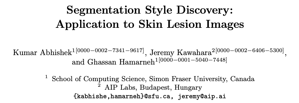 Hamarneh_MIA's tweet photo. 2. Segmentation Style Discovery: Application to Skin Lesion Images 

📄  https://t.co/DmxTcZczRg

💻 https://t.co/YawvMjZmJD

@SFU_CompSci https://t.co/eAXquBacd5