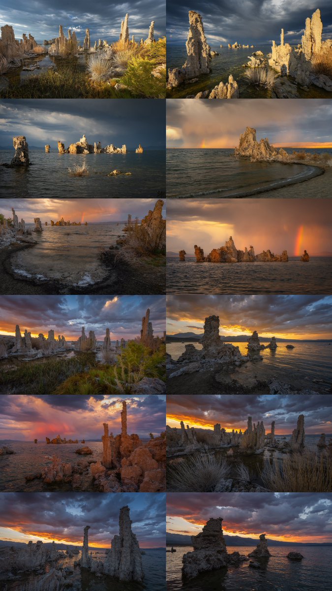 The progression of a stunning sunset at Mono Lake, California