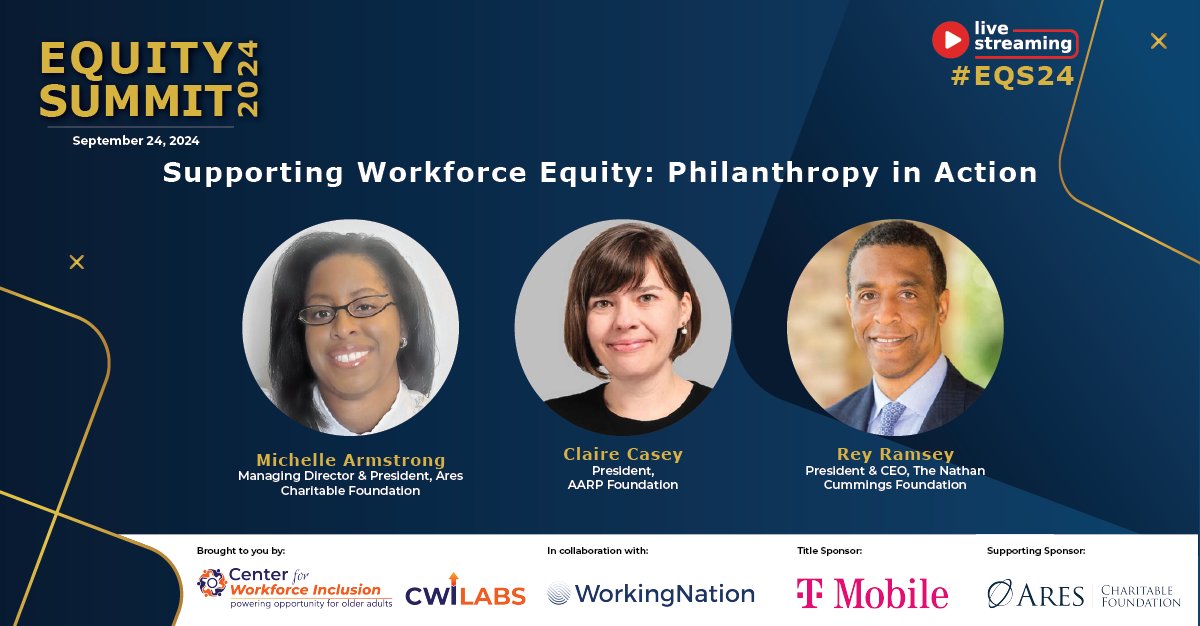 WorkingNation (@workingnation) on Twitter photo How can philanthropic organizations address deep-seated workforce and economic inequities relating to #midcareer and #OlderWorkers? A panel of experts is discussing it now at #EQS24.
<a href="/CWILabs/">CWI Labs</a> @WorkforceINCL @Ares_Management <a href="/AARPFoundation/">AARP Foundation</a> <a href="/NCFImpact/">Nathan Cummings Foundation</a> <a href="/HFisherWHUR/">HAROLD T. FISHER</a> <a href="/WHURfm/">whur.com</a> How can philanthropic organizations address deep-seated workforce and economic inequities relating to #midcareer and #OlderWorkers? A panel of experts is discussing it now at #EQS24.
<a href="/CWILabs/">CWI Labs</a> @WorkforceINCL @Ares_Management <a href="/AARPFoundation/">AARP Foundation</a> <a href="/NCFImpact/">Nathan Cummings Foundation</a> <a href="/HFisherWHUR/">HAROLD T. FISHER</a> <a href="/WHURfm/">whur.com</a>