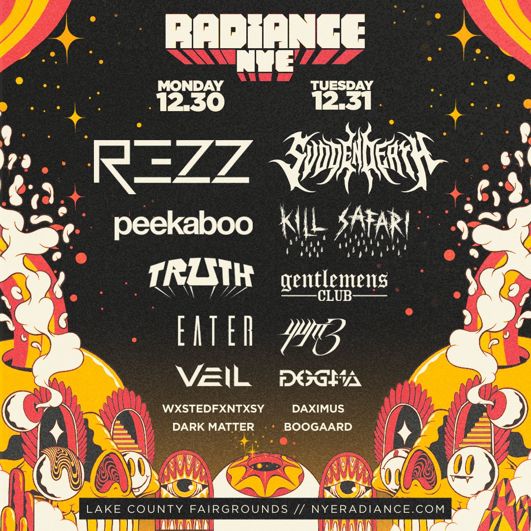 RADIANCE NYE 2024 LINE UP IS HERE 🎊 THIS LINE UP IS ABSOLUTELY STACKED FOR 2 NIGHTS OF B2B RAGING INTO 2025 😤

Sign up for early access to tickets → nyeradiance.com (starts Sept 25th at 11:30 AM)