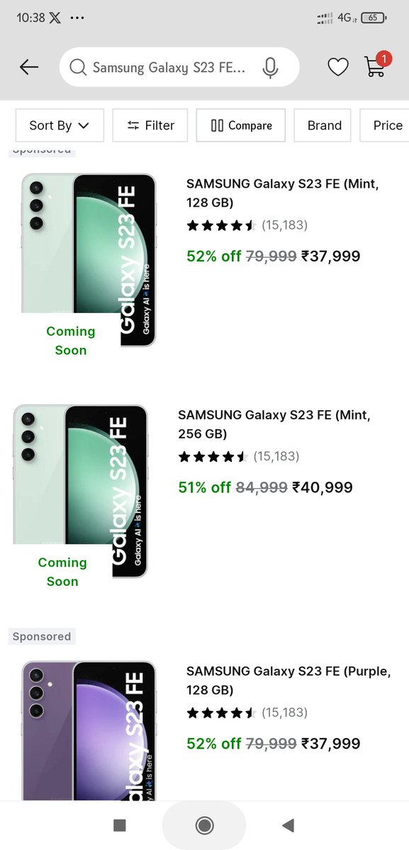 Nameisnani99's tweet photo. Dear @Flipkart @flipkartsupport 
Why always cheating with #Prices on #BBS
What are you showing on Display &amp; Whn it comes to Buying the original is come out... look at Samsung S23FE offer details 
#FraudFlipkart
Trust @amazonIN only https://t.co/7keWbXexKu