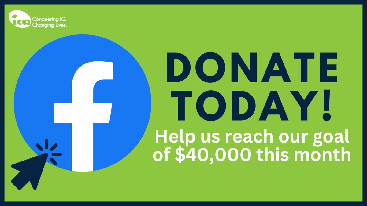 Here’s how you can help to make a difference in the lives of people living with IC/BPS:

Donate to the ICA Facebook Fundraiser: facebook.com/share/B9jTcAkH…

Donate and/or fundraise on ICA’s Fundraising platform: justgiving.com/campaign/ica40…

💙 Together, we can make a lasting impact!