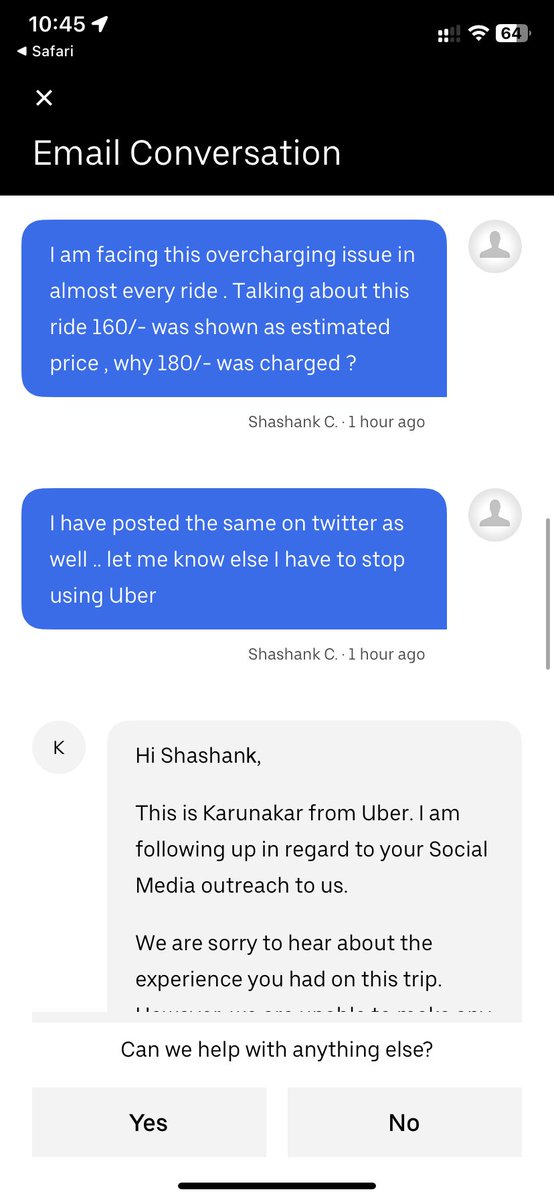 _SHASHANK_____'s tweet photo. @UberIN_Support No resolution ! Seems your software have corrupted … kindly please stop overcharging at least your regular customers .. ! https://t.co/bEPuvWyMIw