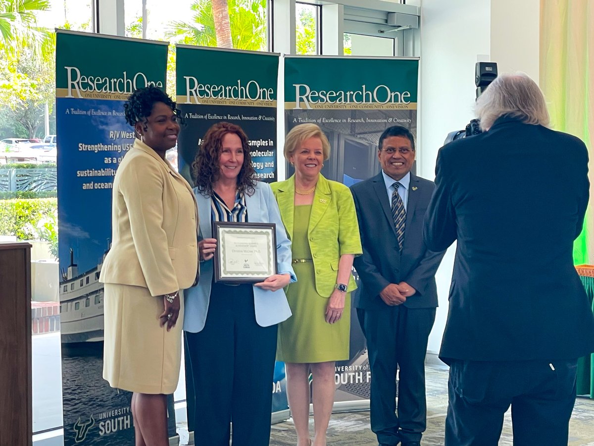 USFHealthNurse's tweet photo. 👏 Big congratulations to Dr. Christina McCrae for receiving the USF Outstanding Research Achievement Award! 🌟

Her trailblazing research on sleep and behavioral sleep medicine is making a profound impact on health and wellness. 🌙🧠

Read more: https://t.co/8XR77KMfOC https://t.co/RlMQ1wlksj