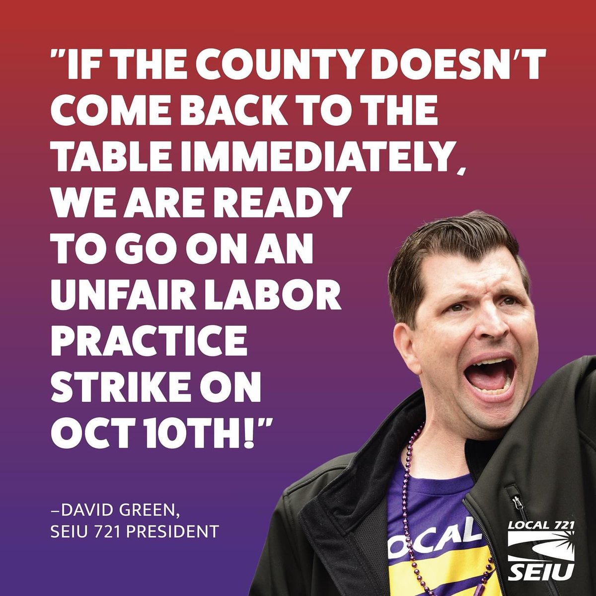 🚨 BREAKING: Our 55,000-strong LA County army has voted OVERWHELMINGLY to authorize a ULP strike! If County management doesn’t return to the table NOW and bargain in good faith, we’re walking off the job on October 10th. Bring. It. On. #ULPStrikeReady #UnionStrong