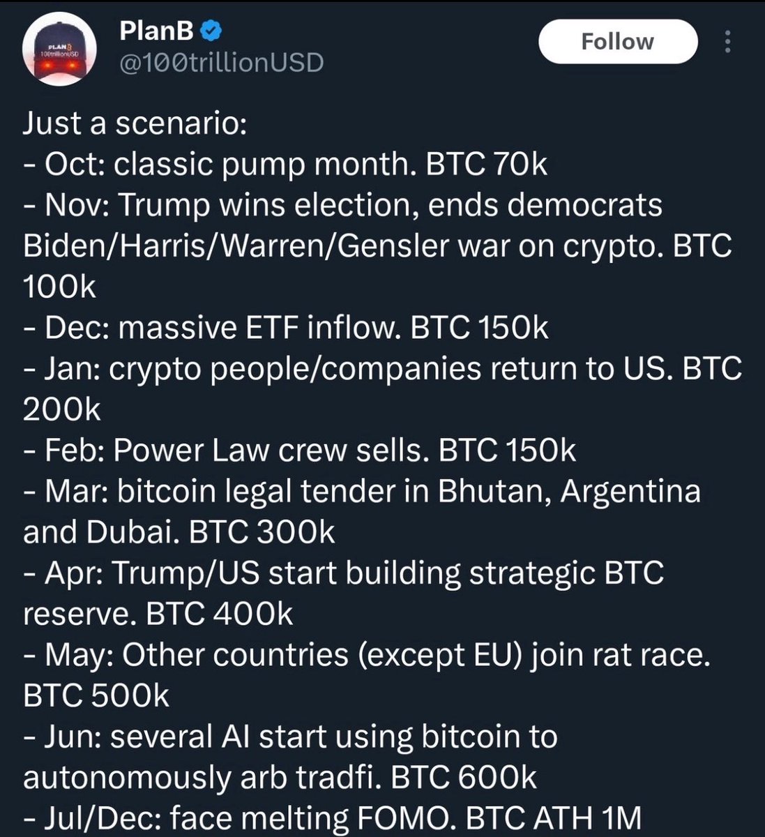 HodlMagoo's tweet image. We haven’t even hit his 2021 target and now he is calling for 1 million dollar #Bitcoin next year 😅