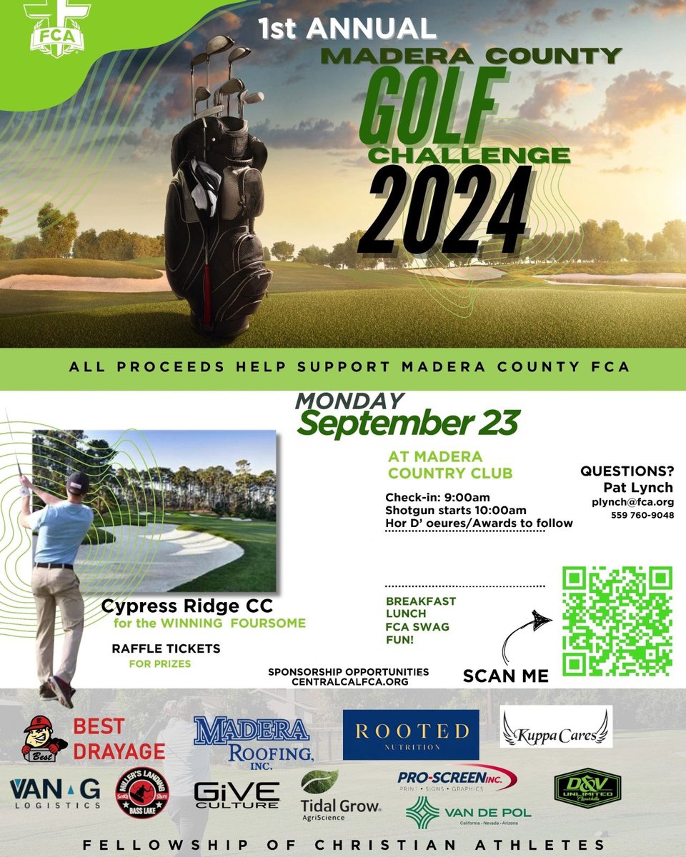 bestdrayage's tweet photo. Privileged to be a part Madera County Fellowship of Christian Athletes First Annual Golf Challenge yesterday.  They are doing amazing things in Madera and Mariposa counties.

https://t.co/zZVuHcc2up https://t.co/W71W1VaAVA