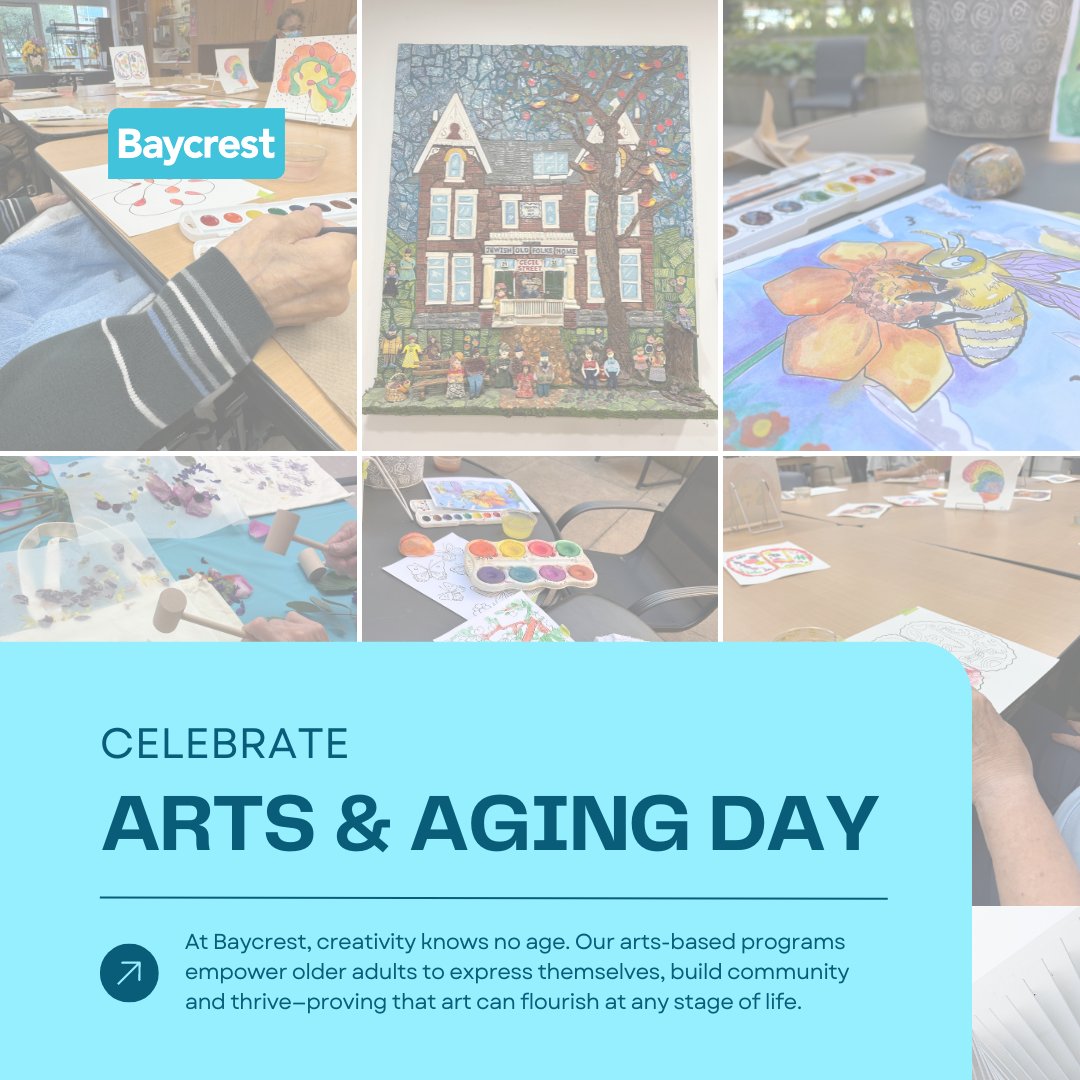 Baycrest's tweet photo. 🎨 Arts & Aging Day at #Baycrest! 🎨
We’re celebrating how art enhances lives through visual arts, music, & theatre. With 8,600+ donated pieces, creativity builds community, supports cognitive health, and inspires all.
#ArtsAndAgingCA #BaycrestArts #CreativityInAging https://t.co/8D8WM3irX3