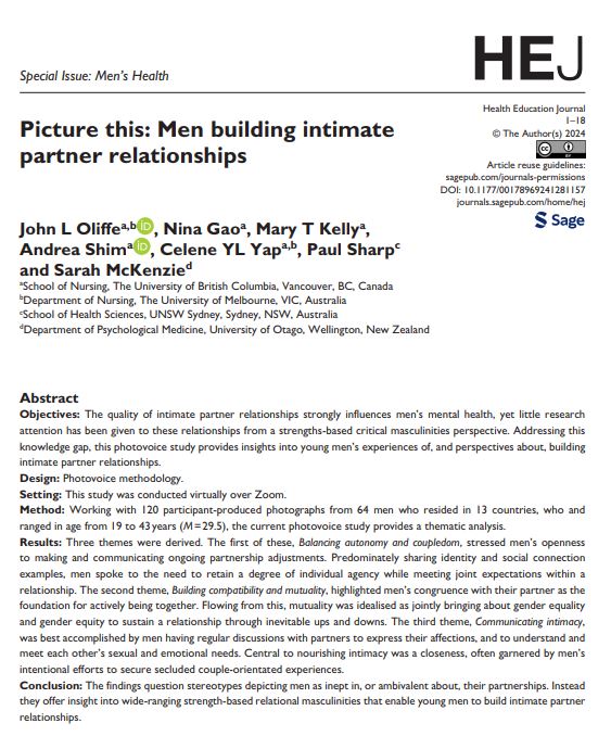 UBC Men’s Health Research Program (@menshealthubc) on Twitter photo Want to read the full paper? You can check it out here: journals.sagepub.com/doi/10.1177/00…
<a href="/drjohnoliffe/">Dr. John Oliffe</a> <a href="/paulgsharp/">Paul Sharp</a> <a href="/SareMckenzie/">Sarah McKenzie</a> Want to read the full paper? You can check it out here: journals.sagepub.com/doi/10.1177/00…
<a href="/drjohnoliffe/">Dr. John Oliffe</a> <a href="/paulgsharp/">Paul Sharp</a> <a href="/SareMckenzie/">Sarah McKenzie</a>