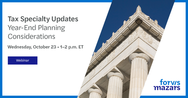 Rob_Opitz's tweet photo. Don’t miss out on this CPE-eligible webinar from @ForvisMazarsUS, where we will explore year-end planning concepts, tax specialty topics, cost segregation, and more. Register here: https://t.co/xpGykVkpTL https://t.co/1qZt720PYj