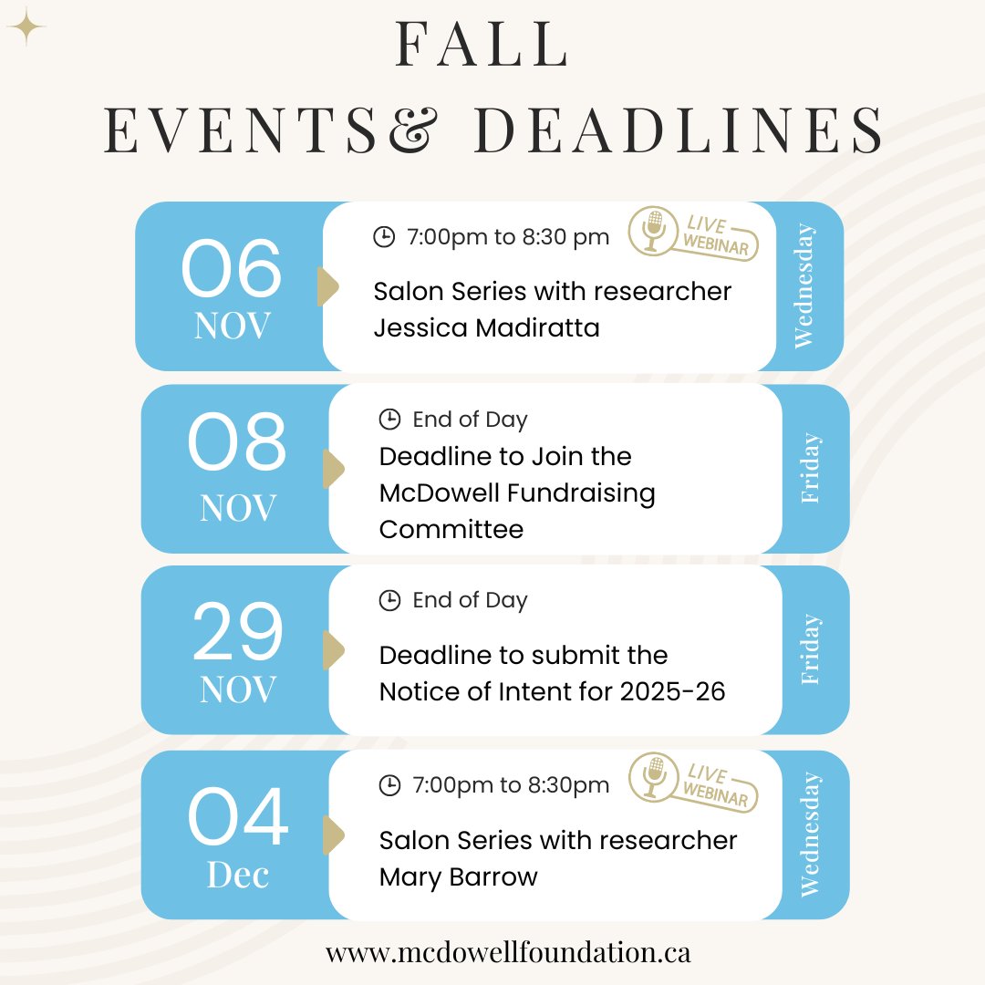 Check out what's happening at the Foundation this fall!  mcdowellfoundation.ca/fall-events-mc…
