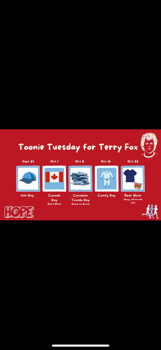 MmeJex's tweet photo. Our first Toonie Tuesday for Terry raised over $280!!! Can’t wait to raise even more next week! Don’t forget to spread the word and make a donation through school cash online or our school link! 👟💙 @BernadetteOCSB https://t.co/wNh6fZTtDZ
