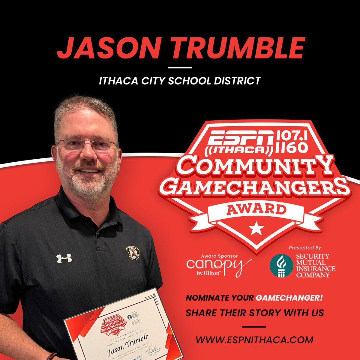 Congratulations to Jason Trumble, ESPN Ithaca's Community Game Changer

Listen back to Jason's interview on Between the Lines: omny.fm/shows/between-…