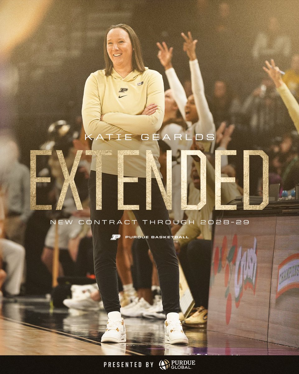 PurdueWBB's tweet photo. The @katiegearlds4 Era Continues 💥

Officially announcing her contract extension through 2028-29 ✍️ https://t.co/XVsA9qqQzT