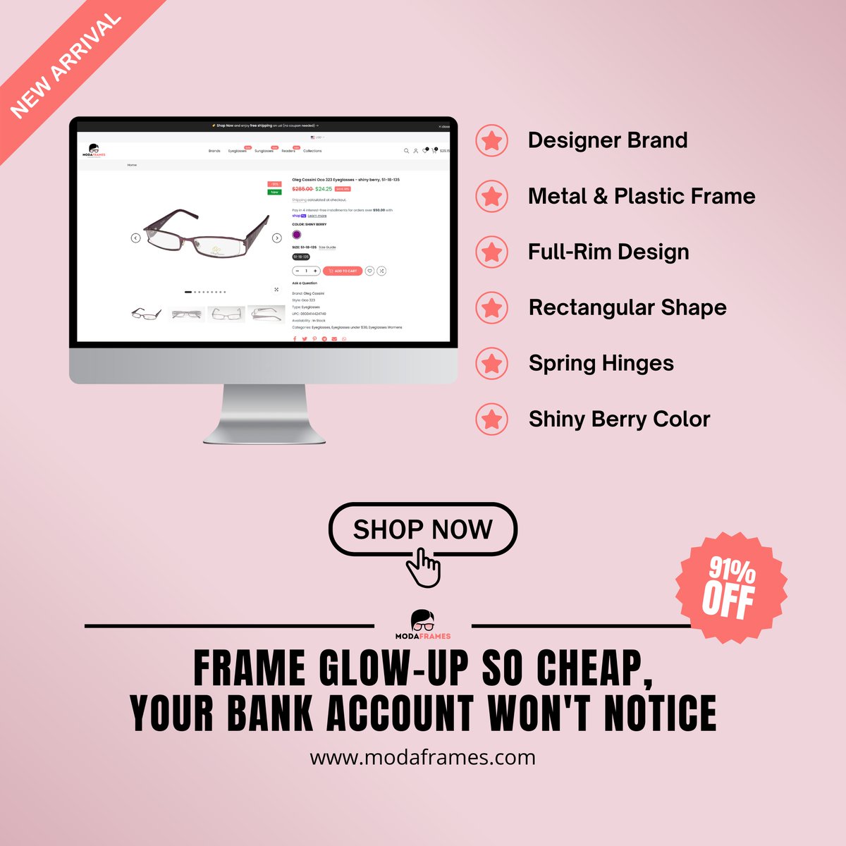 ModaFrames's tweet image. 🔥 DESIGNER EYEWEAR ALERT! 🔥
Oleg Cassini Oco 323 glasses are now 91% OFF at ModaFrames! 👓✨
Was: $285 ➡️ Now: ONLY $24.25!

Luxury for less? Yes, please! 🙌
#DesignerDeals #EyewearSale #ModaFrames
🔗 modaframes.com/products/oleg-…