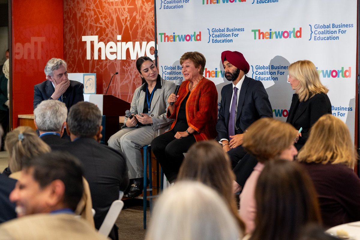 Kristalina Georgieva (@kgeorgieva) on Twitter photo Great discussion with @gordonbrown <a href="/WorldBank/">World Bank</a> President Ajay Banga, <a href="/unicefchief/">Catherine Russell</a> <a href="/theirworld/">Theirworld</a> on Educating the Next Generation. The global economy will be transformed by AI and climate change. We must prioritize investments in education to prepare our children for their future. Great discussion with @gordonbrown <a href="/WorldBank/">World Bank</a> President Ajay Banga, <a href="/unicefchief/">Catherine Russell</a> <a href="/theirworld/">Theirworld</a> on Educating the Next Generation. The global economy will be transformed by AI and climate change. We must prioritize investments in education to prepare our children for their future.