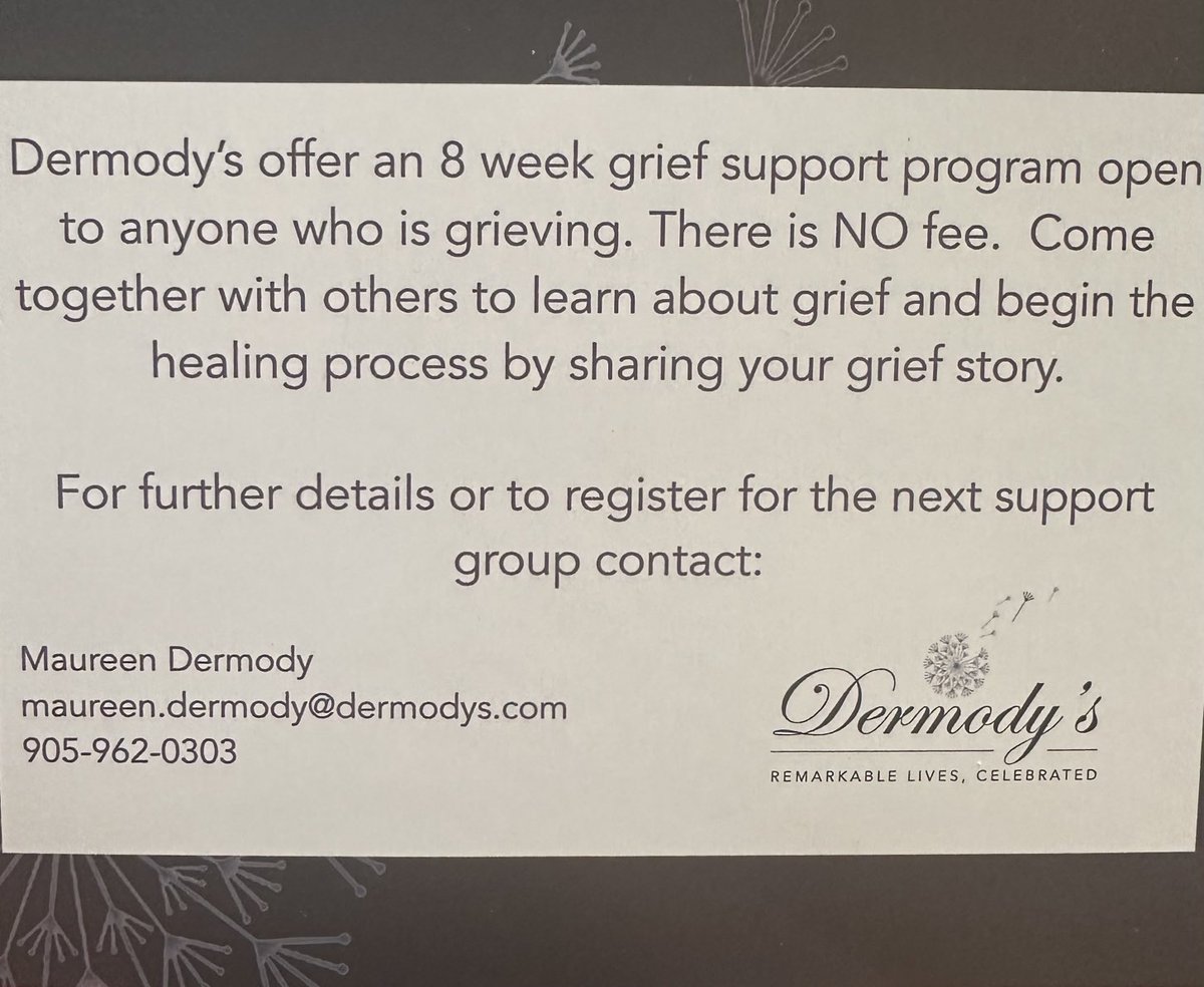 Are you grieving? 💔You don’t have to grieve alone❤️Please join Maureen Dermody for a support group beginning after Thanksgiving.Registration is required.❤️ #griefandloss #support #hamont #burlont