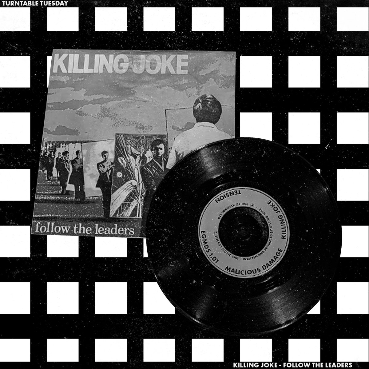 SettleForIt's tweet image. Turntable Tuesday: Killing Joke – Follow the Leaders 7&quot; [Malicious Damage EGMDS 1.01]

Found this in a used bin for like a dollar! Cover art doesn&apos;t get much better than on the early Killing Joke discography.

#TurntableTuesday #KillingJoke #MaliciousDamage