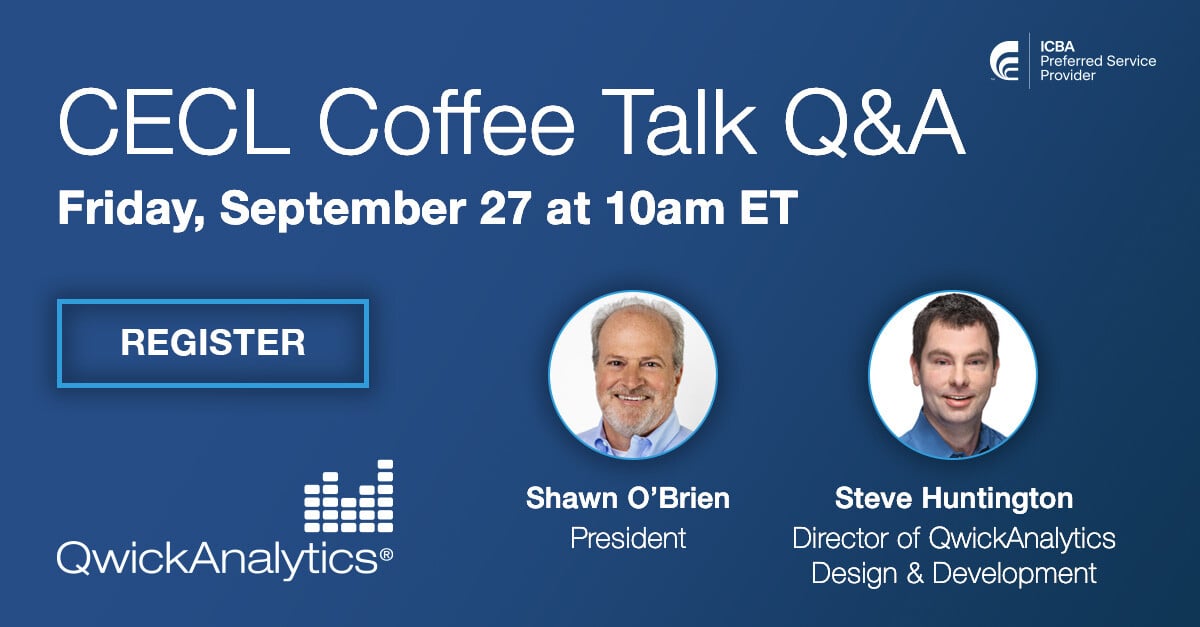 Steve and Shawn look forward to answering your CECL questions this Friday, September 27 at 10am. We'll also share third quarter segment-level loan trends aggregated from our robust user base—to help drive critical assumptions. Register! #CECL #ICBA
hubs.la/Q02QX45d0
