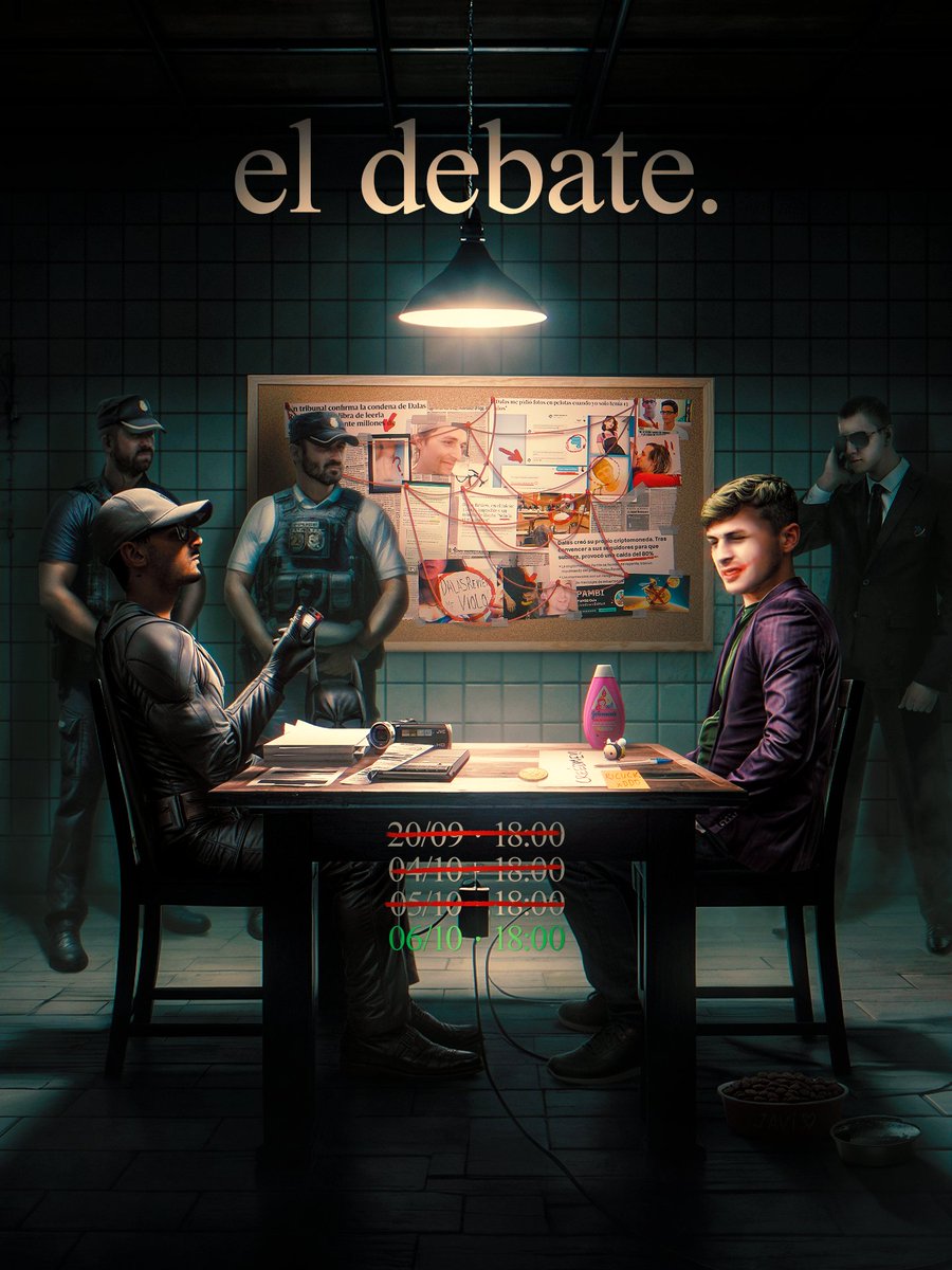 ✅EL DEBATE✅

tras unos duros días de negociación, excusas y muchos desvaríos, daniel se ha comprometido a presentarse en Andorra el DOMINGO 6 DE OCTUBRE (de este año) para celebrar el debate en vivo🗣️

no ha sido fácil, pero al final, todo el mundo tiene un precio🫰
ofrecí