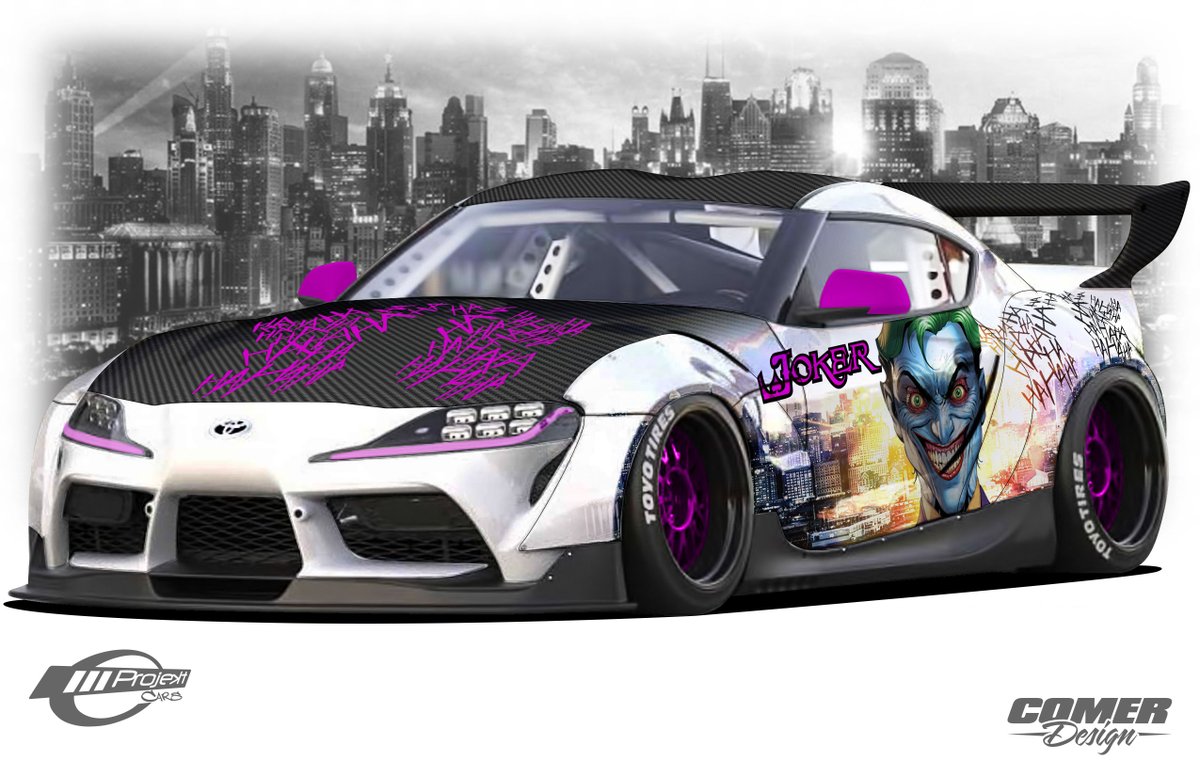 comerdesign's tweet photo. This would have been a fun build to watch. So many ideas end up turning a different direction. I was very happy to do this though. Joker themed vehicles can get wild. @projektcars https://t.co/W4Sr3pWEBS