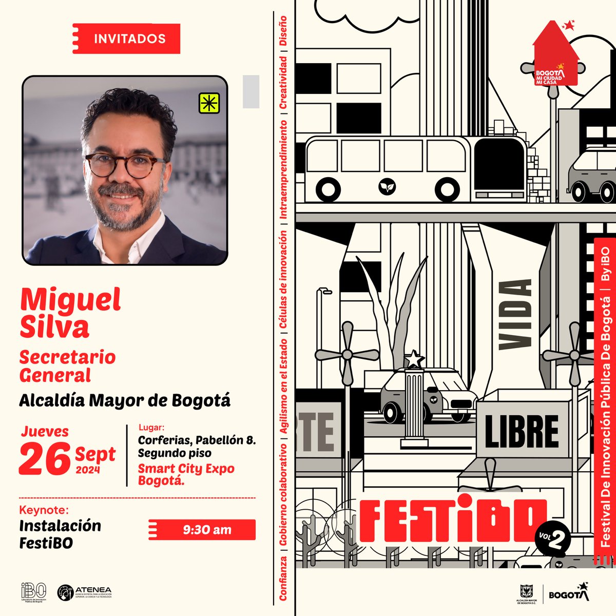 SecGeneralBog's tweet photo. 🎪 ¡Prepárate para la 2° edición del  #FestiBO! Nuestro Secretario General, @MSilvaMoyano, participará en la inauguración del Festival de Innovación Pública en el que abordaremos apuestas transformadoras para #BogotáMiCiudadMiCasa. 

Inscríbete aquí 👉🏼 https://t.co/PsYI4wNFAr https://t.co/1Ukb4VnNYf