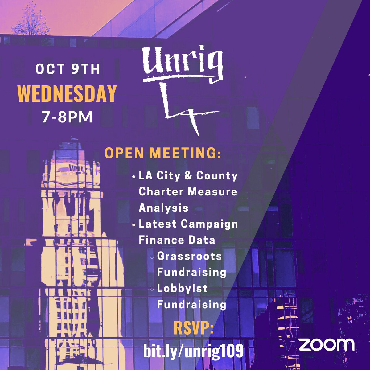 UnrigLA's tweet image. At our next open meeting we'll be offering an analysis of the LA City &amp;amp; LA County Charter Measures, &amp;amp; the latest campaign finance data (including grassroots &amp;amp; lobbyist fundraising).

Zoom RSVP: bit.ly/unrig109