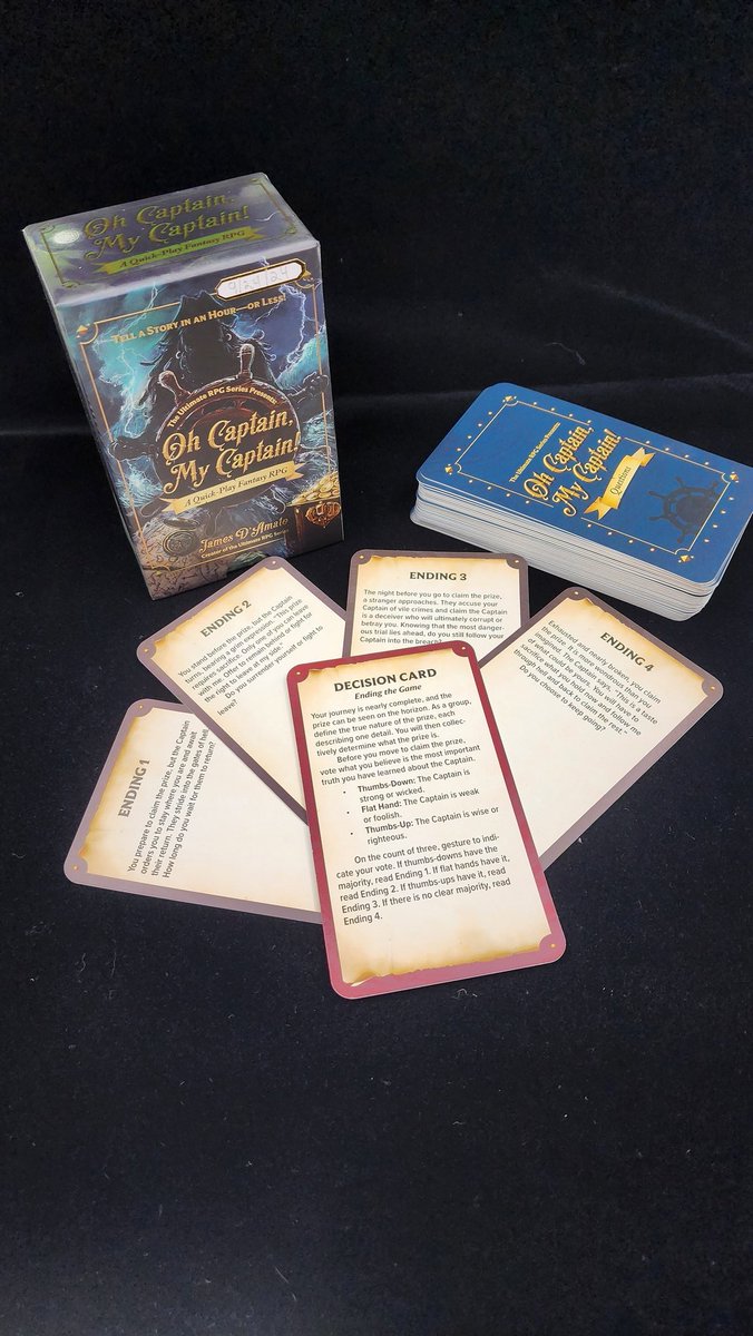 Today is the day!!!

Oh Captain, My Captain is out now! Expand your RPG collection with a game that teaches itself and can play in one hour. It's the perfect way to introduce your friends to roleplaying.
