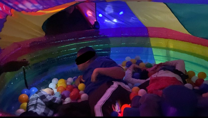 What’s under the parachute? We’ve been exploring movement and all our senses through a multi-sensory play session involving motion-activated light balls, vibration, bubbles and music, all under a parachute. #PMLD #engagement