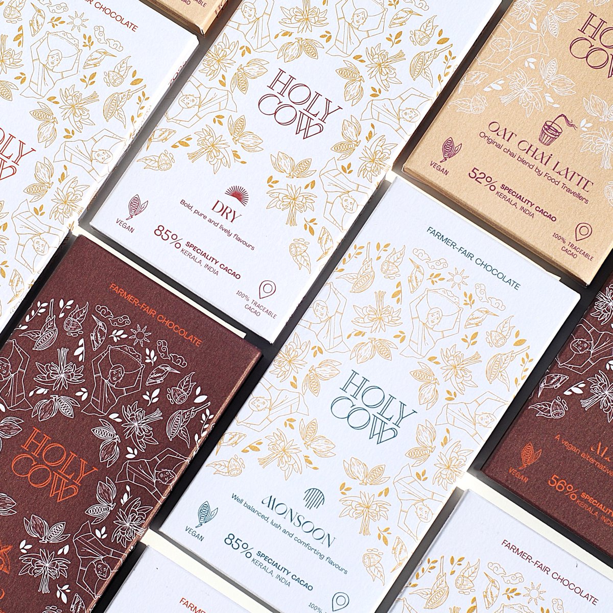 ☀️🌧️A surprising taste experience...

Holy Cow, celebrating the natural seasonal variations in cocoa, comparing beans harvested during the rainy season with those from the dry season 

Now in -

🍫85% Dry Season
🍫85% Monsoon
🍫70% All Seasons
🍫Almond
🍫Oat Chai Latte