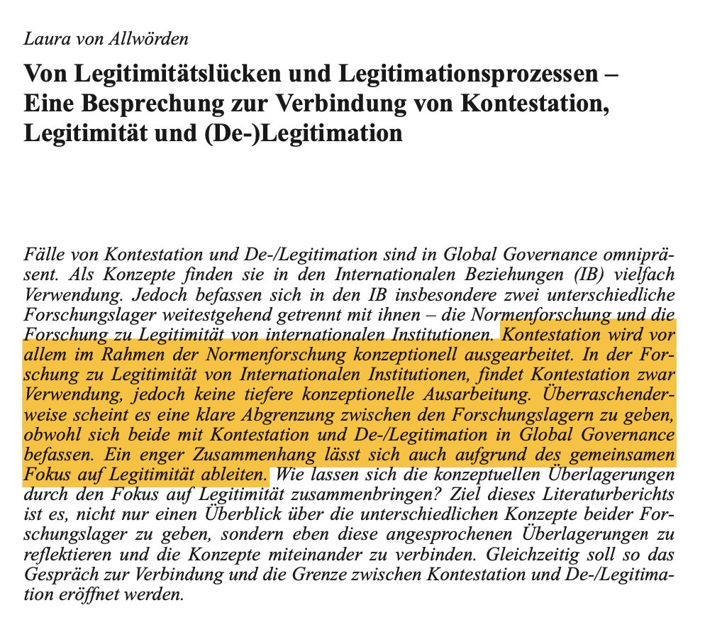 ZIB (@zibjournal) on Twitter photo „Von Legitimitätslücken und Legitimationsprozessen“: Laura von Allwörden analysiert in der #zib 1/24 das Verhältnis von #Kontestation und (De-)Legitimation und zeigt dabei konzeptuelle Überlagerungen in der Normen- und Legitimitätsforschung auf. „Von Legitimitätslücken und Legitimationsprozessen“: Laura von Allwörden analysiert in der #zib 1/24 das Verhältnis von #Kontestation und (De-)Legitimation und zeigt dabei konzeptuelle Überlagerungen in der Normen- und Legitimitätsforschung auf.