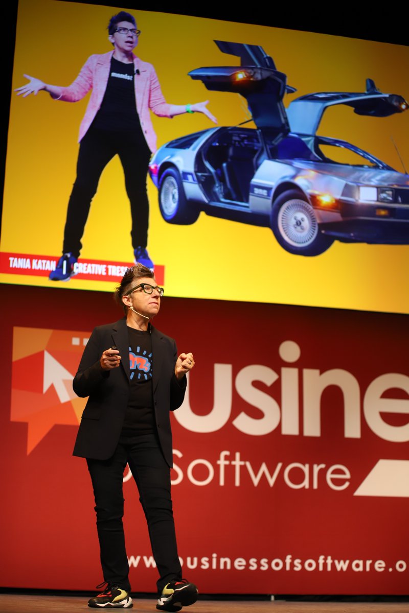 bosconference's tweet image. Tania Katan at #BoS24 kicking creativity in the a$$. #BoSConference #SoftwareConference