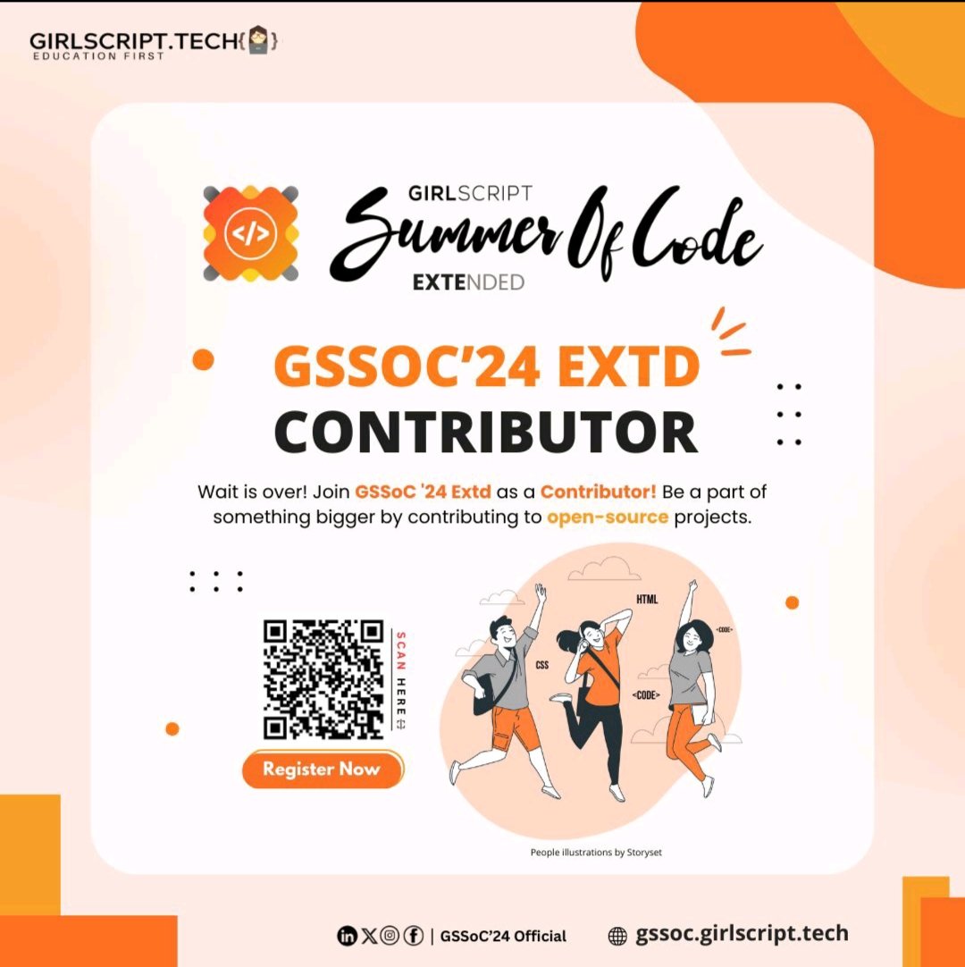 ladani_prem's tweet image. registrarion link for GSSOC-24 gssoc.girlscript.tech/registration?r…
#GSSOC ,#Girlscriptsummerofcode