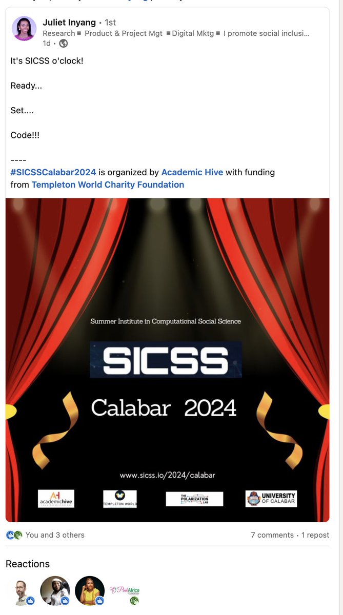 Chris Bail (chris_bail_duke 🧵) (@chris_bail) on Twitter photo It's SICSS o'clock... do you know where your API credentials are??? sicss.io A+++ <a href="/JulieInyang/">Juliet Inyang</a> (and her site in Nigeria)... now we just need to make SICSS o'clock tshirts! It's SICSS o'clock... do you know where your API credentials are??? sicss.io A+++ <a href="/JulieInyang/">Juliet Inyang</a> (and her site in Nigeria)... now we just need to make SICSS o'clock tshirts!