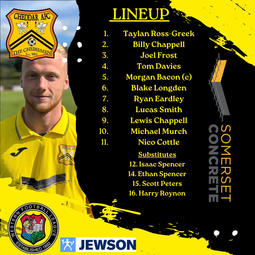 CheddarFC1892's tweet photo. Here’s how we line up tonight in our @Jewson @_WesternLeague_ fixture Vs @BittonAFC 

@swsportsnews https://t.co/OZrJ3nSfE9