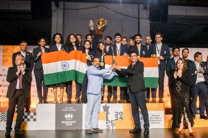 ethanvaz_goa's tweet photo. India makes history by clinching Gold in both the Open as well as the Women's sections, at the 45th #ChessOlympiad in Budapest, Hungary.
Congratulations to #TeamIndia and every Indian!
#ProudMoment
#WhatAnEvent! https://t.co/YGZFB38haw