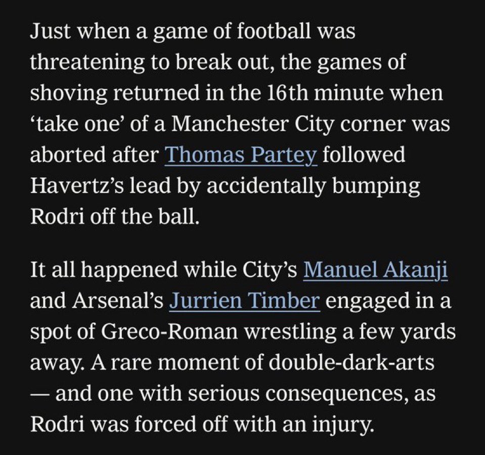 <a href="/TheAthleticFC/">The Athletic | Football</a> They have now edited the article to rephrase the description, however now the “double-dark-arts” comment makes no sense as they’ve acknowledged the first part was accidental.