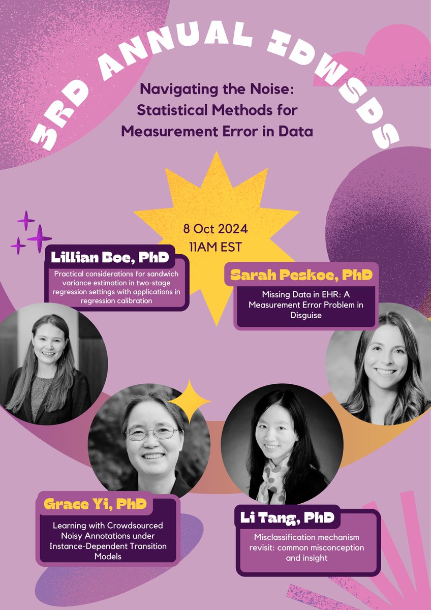 Sarah Lotspeich (She/Her) (@sarahlotspeich) on Twitter photo 🎉 Two weeks until the 3rd annual International Day of Women in Statistics and Data Science (IDWSDS), organized by <a href="/cwstat/">Caucus for Women in Statistics and Data Science</a>. Here's a 🧵 of sessions that I organized and am looking forward to! Register for this free 24-hour conference now at idwsds.org. 🎉 Two weeks until the 3rd annual International Day of Women in Statistics and Data Science (IDWSDS), organized by <a href="/cwstat/">Caucus for Women in Statistics and Data Science</a>. Here's a 🧵 of sessions that I organized and am looking forward to! Register for this free 24-hour conference now at idwsds.org.