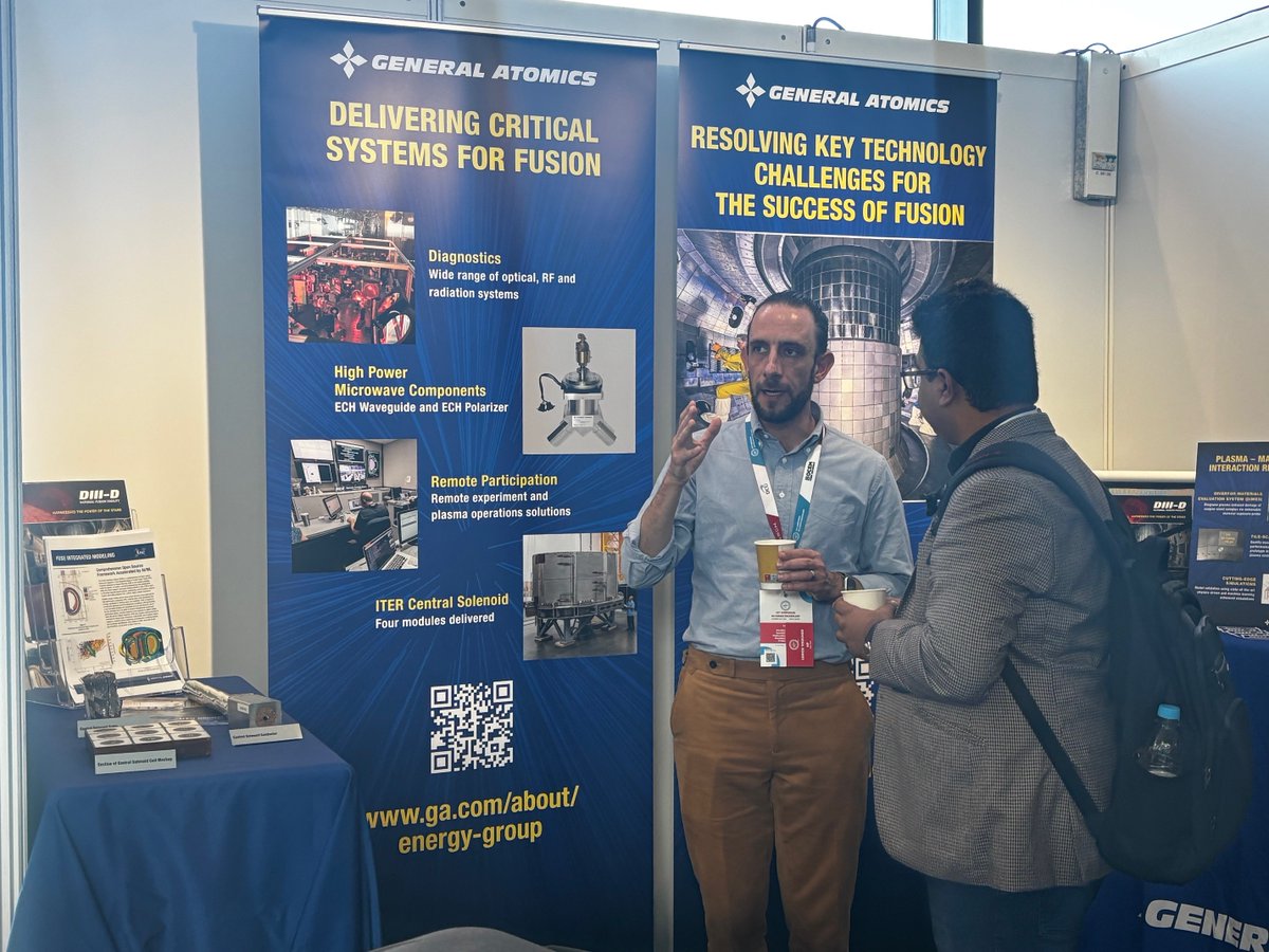 GeneralAtomics's tweet photo. This week, we're excited to be exhibiting at @SOFT24_DCU in Ireland! We're having a great time connecting with scientists and engineers from around the world to discuss the latest developments in #fusionenergy research. Be sure to stop by our booth and say hi! #SOFT2024 #fusion https://t.co/nJM3qxLgds