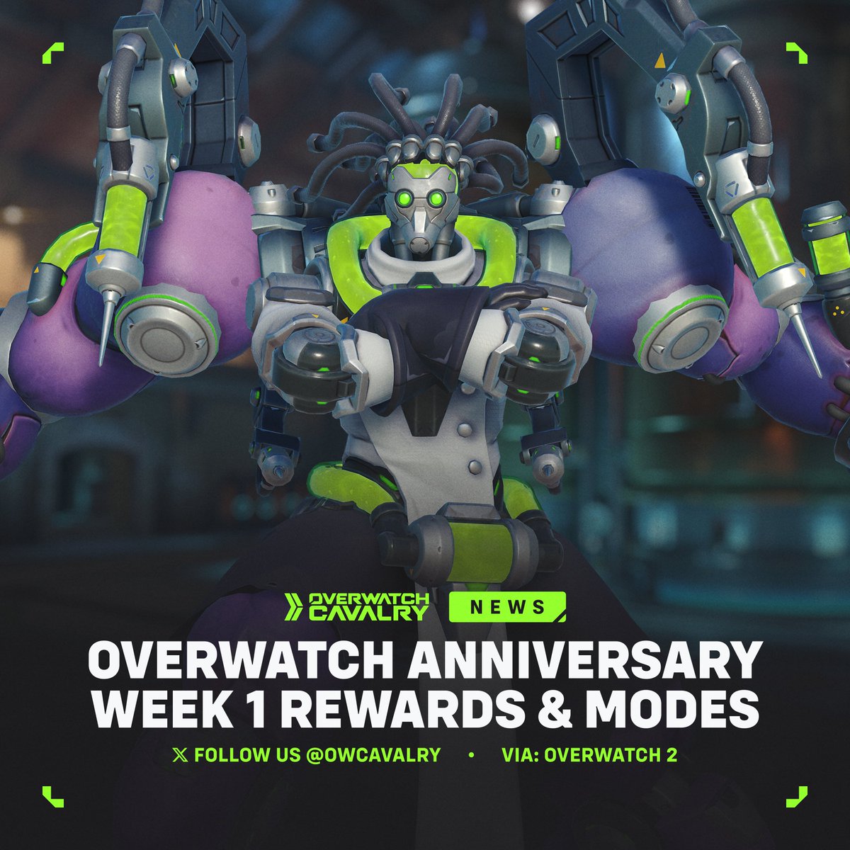 Anniversary Week #1 Rewards &amp; Modes 🥳

The first week of the #Overwatch2 Anniversary is now live:

🧪 Earn Biohazard Ramattra Legendary Skin
⚙️ Play Returning Community Crafted Mode
🍃 Play Returning Battle of the Beasts Mode