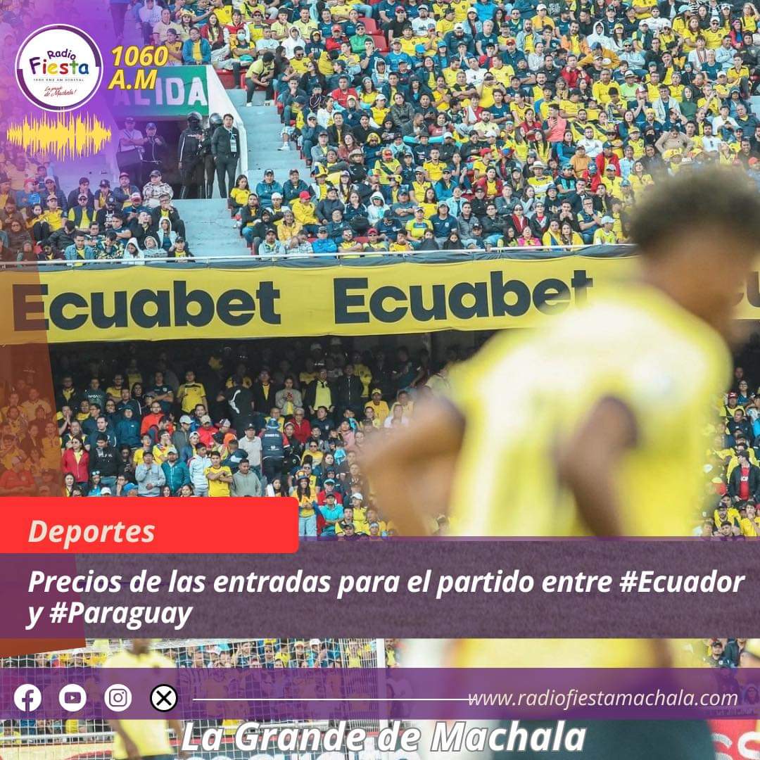 Precios de las entradas para el partido entre #Ecuador y #Paraguay 🇪🇨🇵🇾
✅ Generales: $25
✅ Tribuna Occidental - Oriental /esquinas: $60
✅ Tribuna Occidental - Oriental /central: $90
✅ Palco Occidental - Oriental / lateral: $110
✅ Palco Occidental - Oriental / central: $150