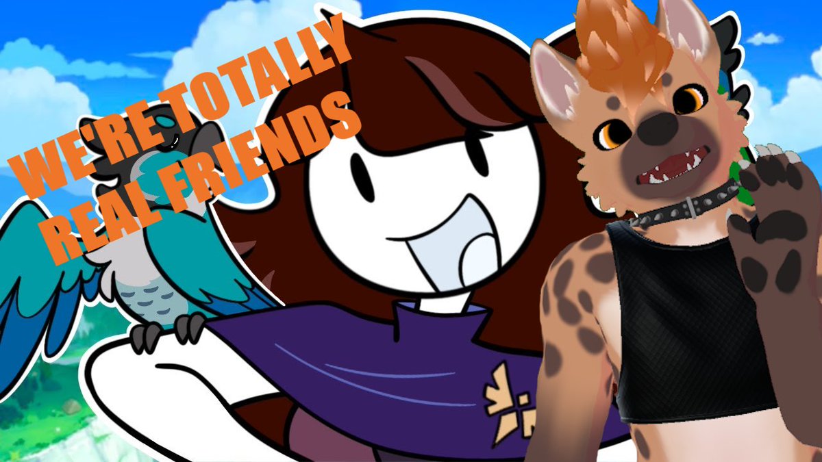 Guys look! Me and Jaiden are totally real friends! (in afkjourney) 
It's totally not copium or an attempt to be relevent! (I'm being sponsored)  

Join my stream if you want to see her again 🔫 (I think I got the thought and speech bubbled mixed up)