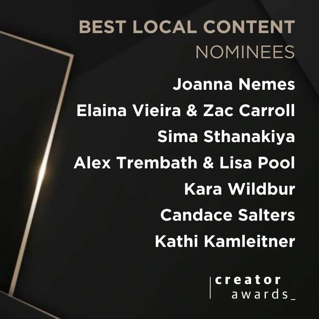Kathi Kamleitner โ๏ธ๐ฟ (@watchmesee) on Twitter photo Wahey - just found out that I'm shortlisted for the <a href="/TraverseEvents/">Traverse Events</a> Creators Awards!! ๐
Congrats to all other nominees - it's nice to see so many familiar names ๐ Wahey - just found out that I'm shortlisted for the <a href="/TraverseEvents/">Traverse Events</a> Creators Awards!! ๐
Congrats to all other nominees - it's nice to see so many familiar names ๐