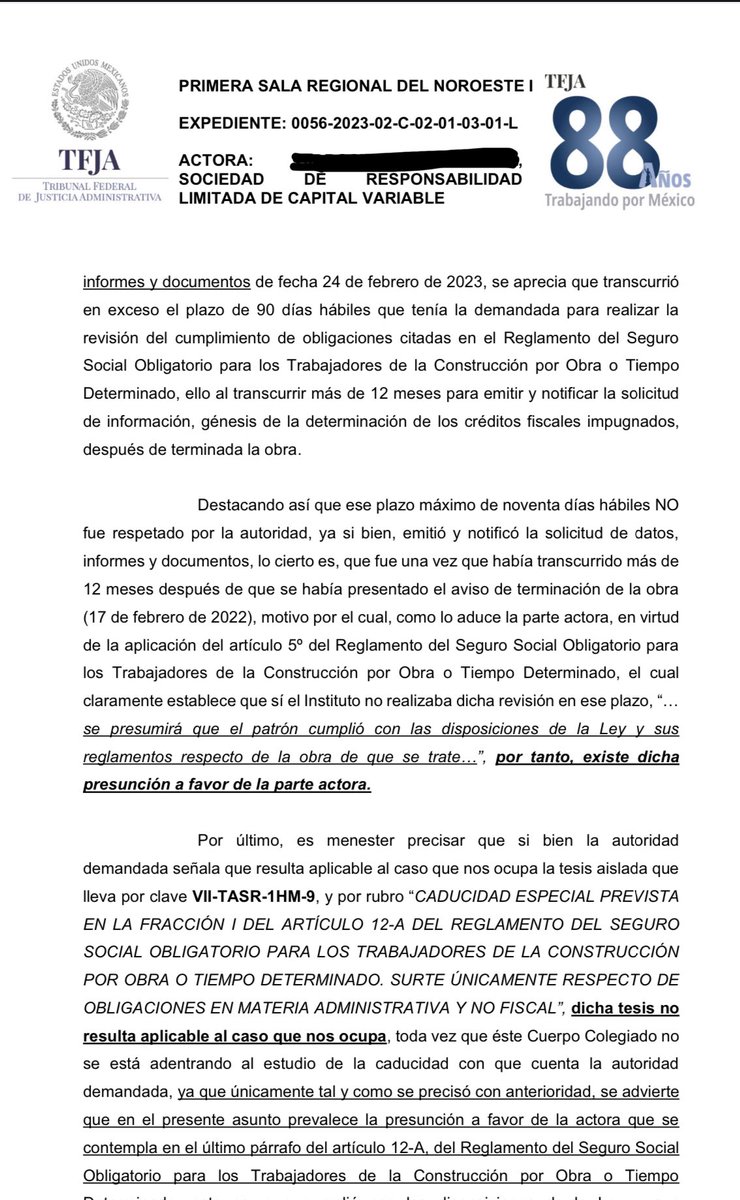 HernansolH's tweet photo. El IMSS determinó crédito fiscal a un patrón que tiene trabajadores de la construcción en términos de los art 12, 12-A y 18 del R. del SS para los T. de la Construcción por O. o T.D. 
Se obtuvo la nulidad ante el TFJA por operar a favor del patrón la presunción de cumplimiento. https://t.co/yJUinOFQjc