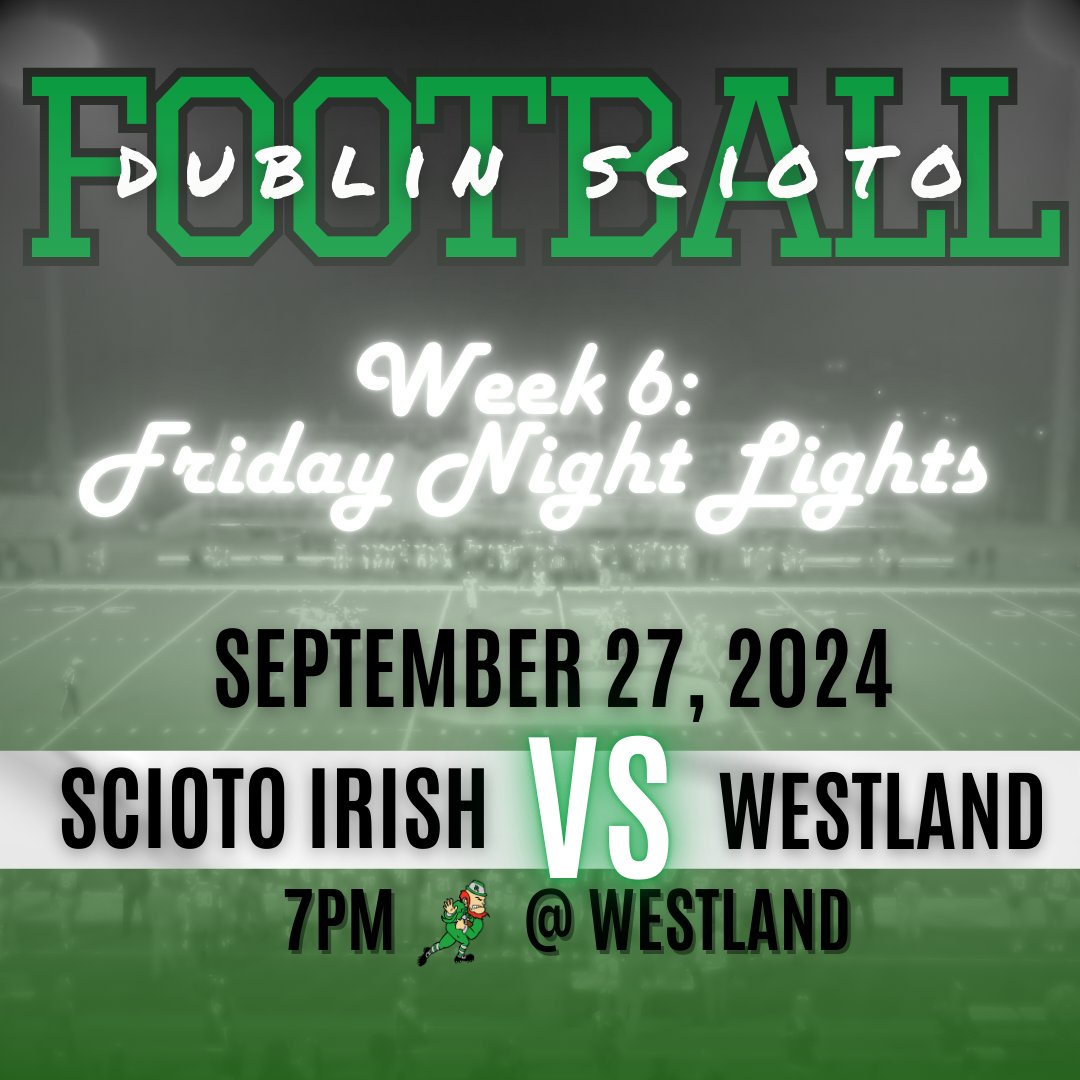 It's Week 6 and we're traveling to Westland! Come support our Irish on Friday!

GO IRISH!!
<a href="/coachaplace/">Alex Place</a>