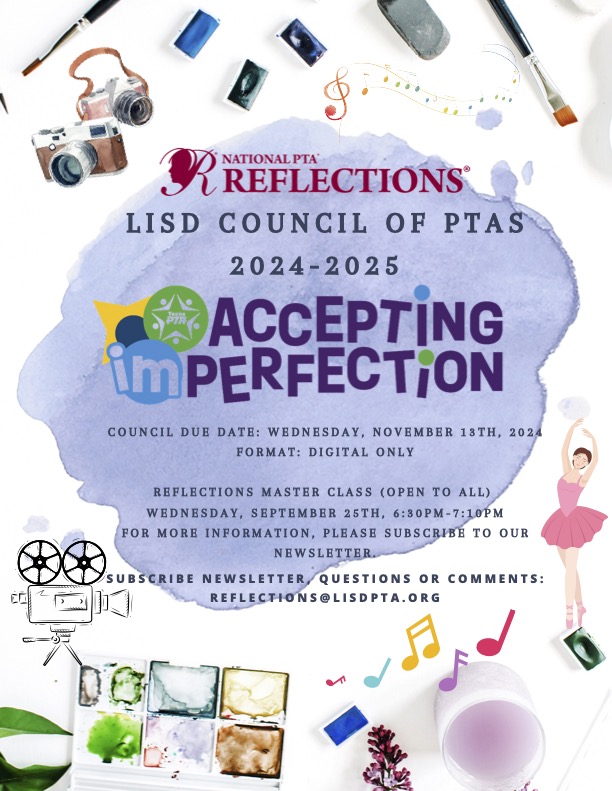 REMINDER: Reflections Master Class
Special Guest Anita Robbins (Art House)
Wed., Sept. 25, 6:30-7:10 p.m.
Google Meet: meet.google.com/uzd-esmm-zrg
Our workshop is designed for families and students who are interested in participating but need some guidance on how to begin.