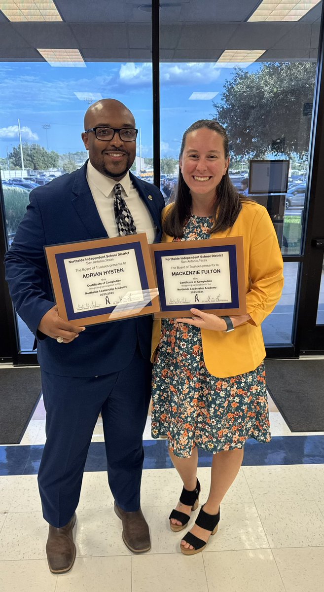So grateful to have completed the <a href="/NISD/">Northside ISD</a> Leadership Academy with this fellow <a href="/JordanNISD/">Jack C. Jordan MS</a> Jag! Thank you to the board of trustees for the recognition tonight!