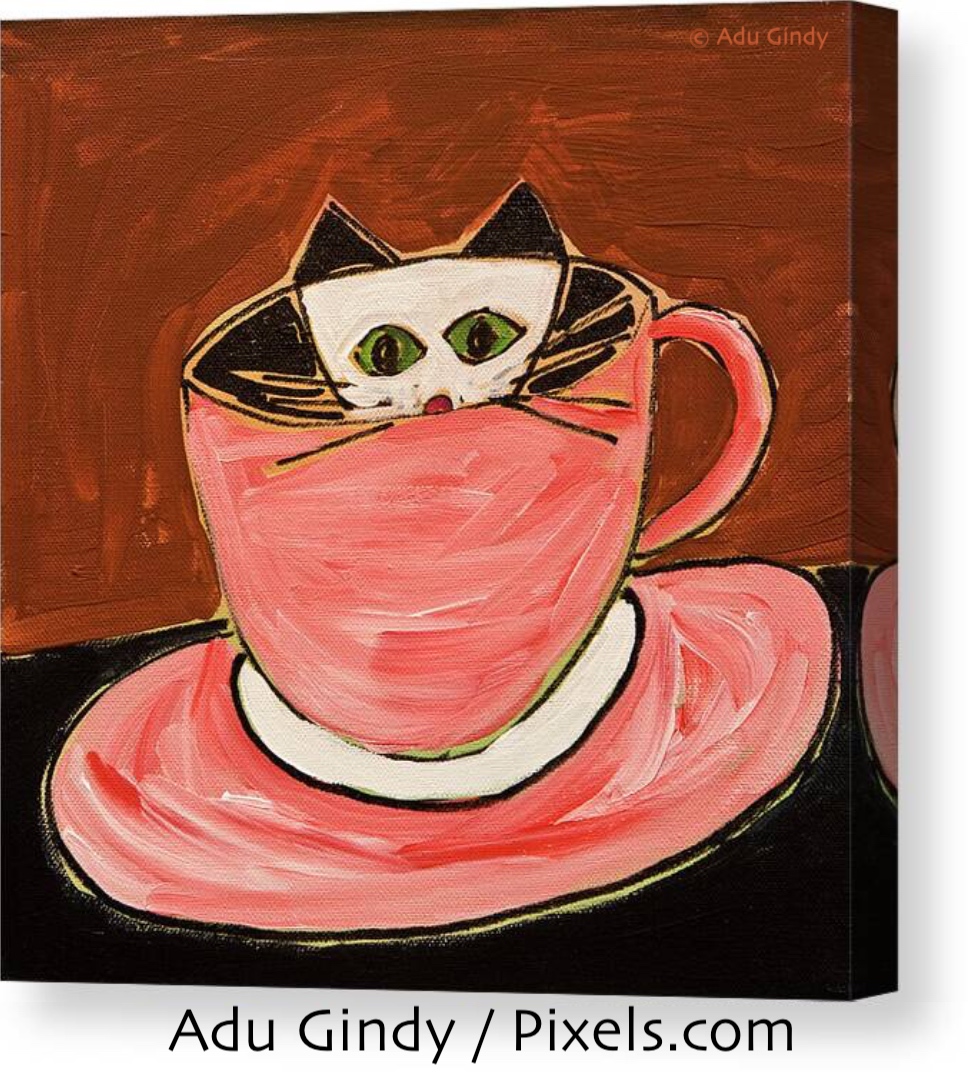 There's a Cat in My Cup – Canvas Print
#buyart #coffee #tea #cup #CAT #art #artwork #animal #cats #pink #brown #fineart4sale #prints4sale #bold #whimsical #playful #homedecor #gifts #giftideas #AduGindy 

Available here: fineartamerica.com/featured/there…